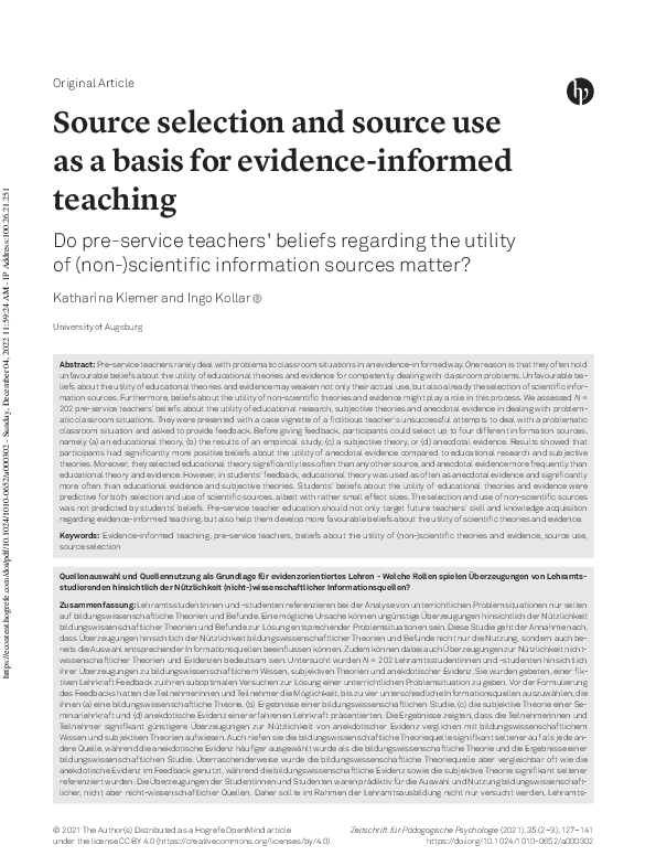 (PDF) Source selection and source use as a basis for evidence-informed ...