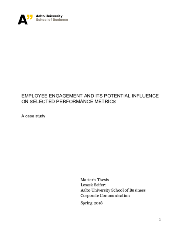 (PDF) Employee engagement and its potential influence on selected