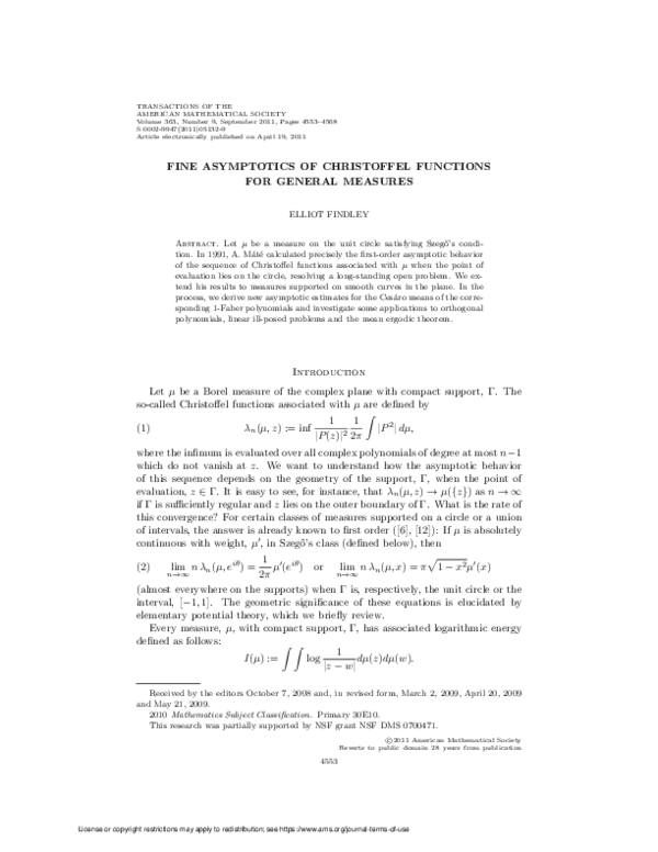 (PDF) Fine asymptotics of Christoffel functions for general measures