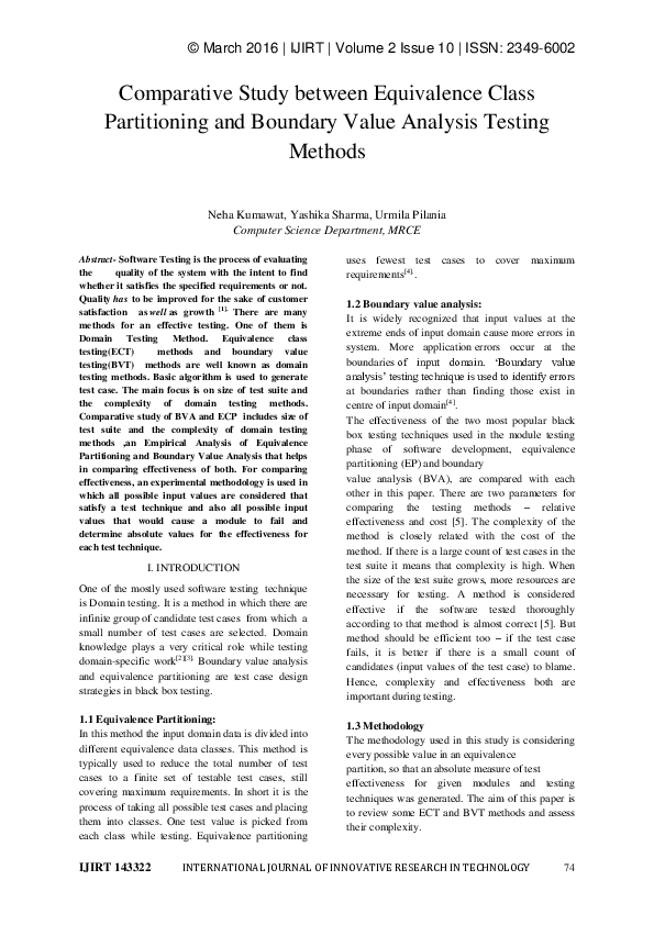 (PDF) Comparative Study between Equivalence Class Partitioning and ...