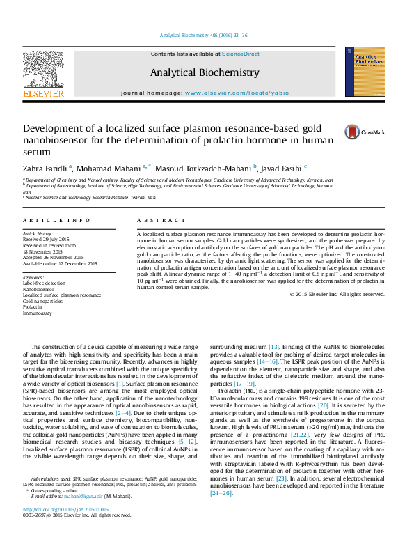 (PDF) Development of Localized Surface Plasmon Resonance Based ...