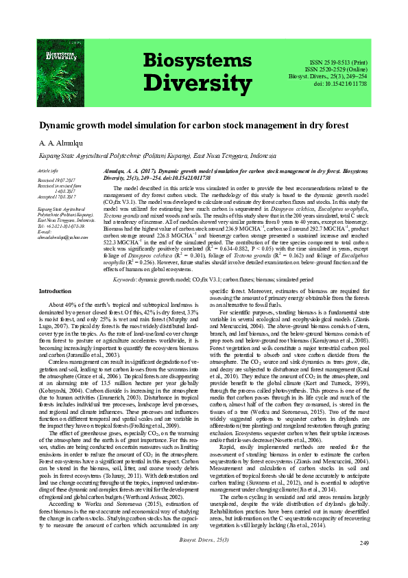 (PDF) Dynamic growth model simulation for carbon stock management in