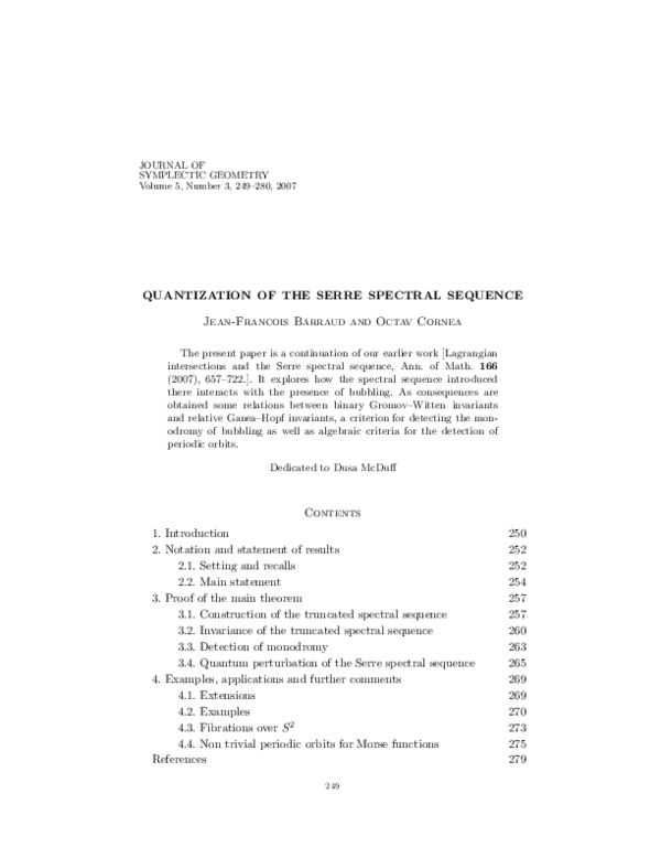 (PDF) Quantization of the Serre spectral sequence