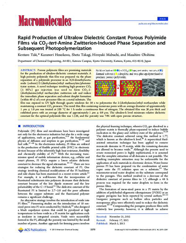 (PDF) Rapid Production of Ultralow Dielectric Constant Porous Polyimide ...