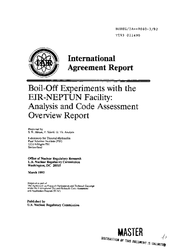 (PDF) Boil-off experiments with the EIR-NEPTUN Facility: Analysis and ...