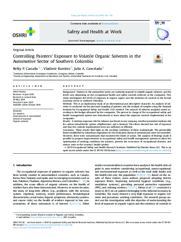 (PDF) Controlling Painters' Exposure to Volatile Organic Solvents in ...