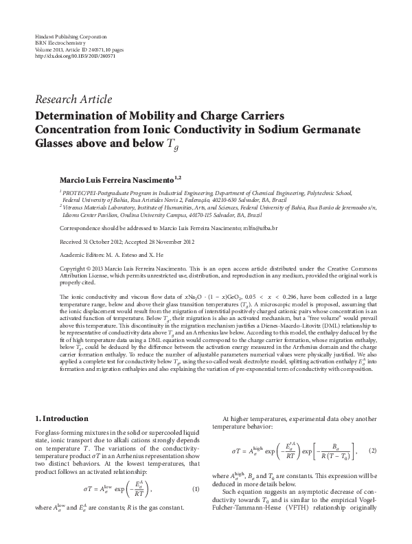 (PDF) Research Article Determination of Mobility and Charge Carriers ...