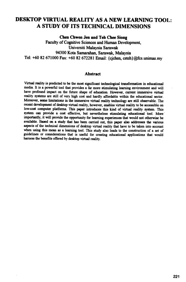 (PDF) Desktop virtual reality as a new learning tool : A study of its ...