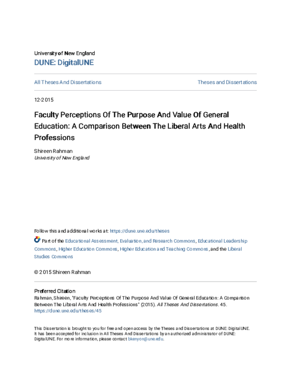 (PDF) Faculty Perceptions Of The Purpose And Value Of General Education ...