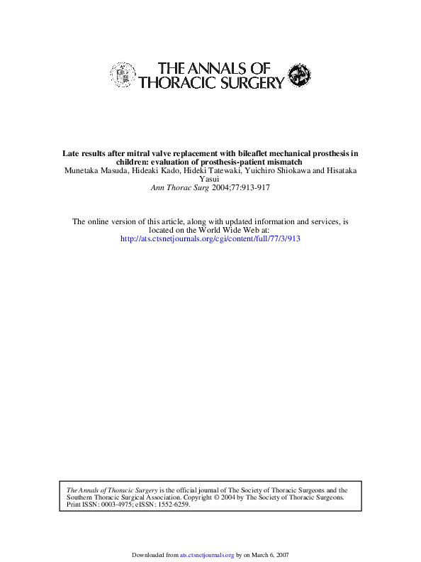 (PDF) Late results after mitral valve replacement with bileaflet ...
