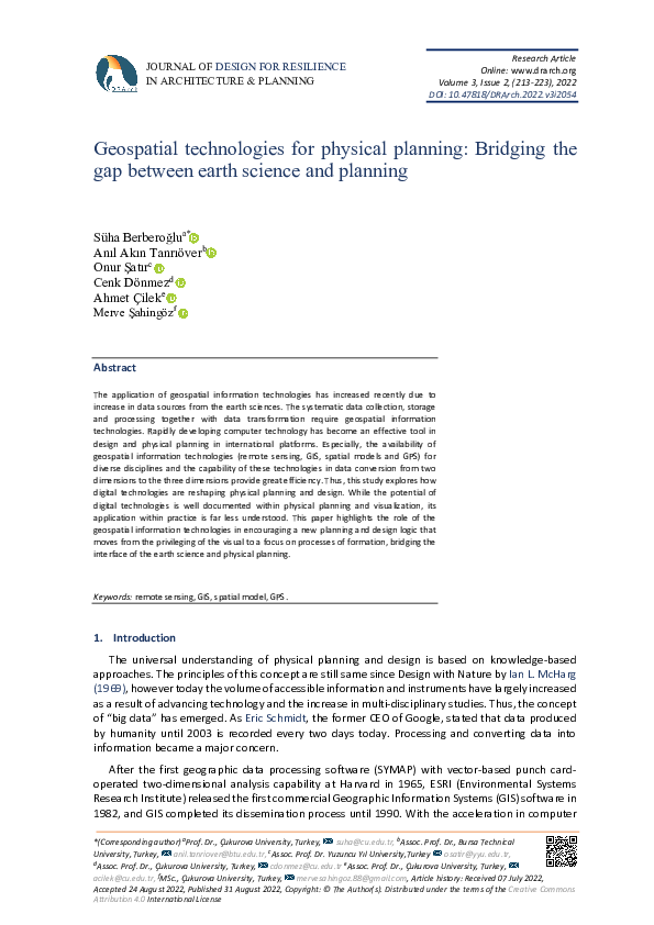 (PDF) Geospatial technologies for physical planning: Bridging the gap ...