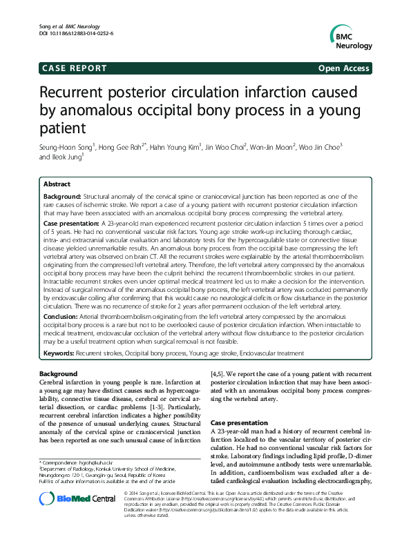 (PDF) Recurrent posterior circulation infarction caused by anomalous ...