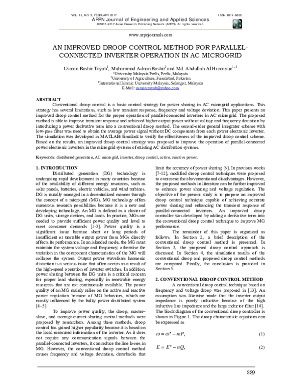 (PDF) An Improved Droop Control Method for Parallel-Connected Inverter ...