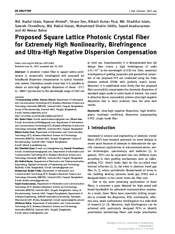 (PDF) Proposed Square Lattice Photonic Crystal Fiber for Extremely High ...