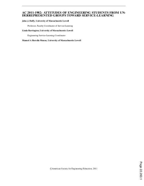 (PDF) Attitudes of Engineering Students from Underrepresented Groups ...