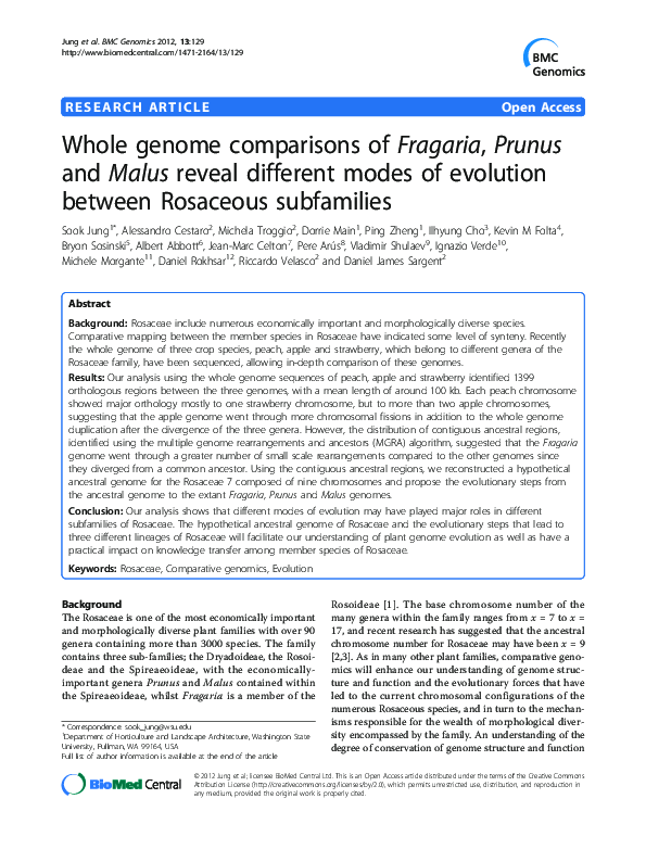(PDF) Whole genome comparisons of Fragaria, Prunus and Malus reveal ...