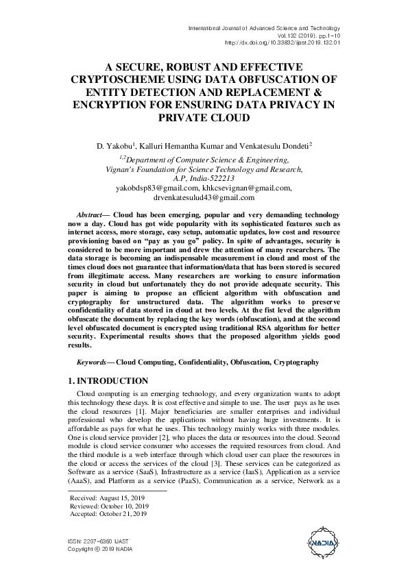 (PDF) A Secure, Robust and Effective Cryptoscheme using Data ...
