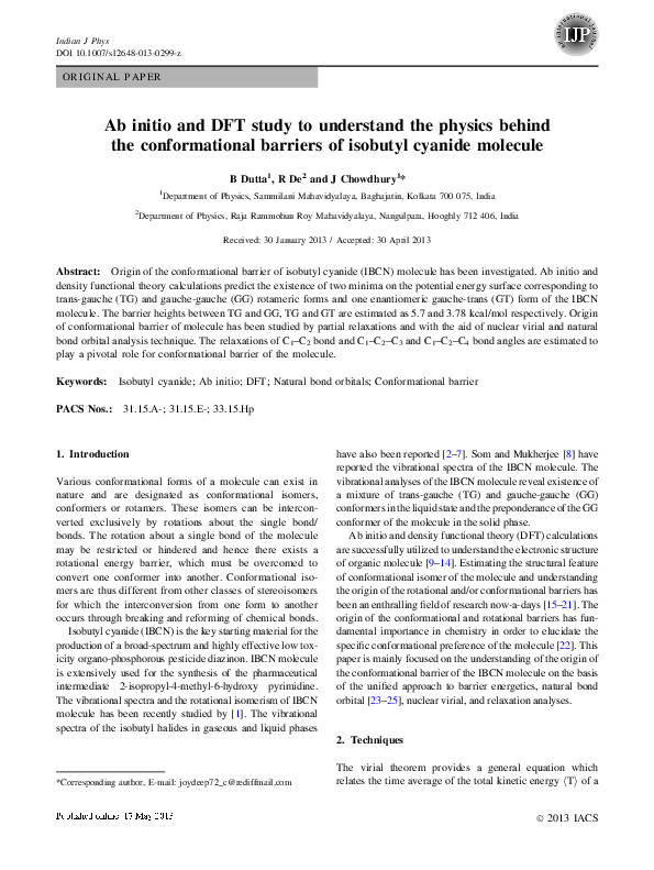 (PDF) Ab initio and DFT study to understand the physics behind the ...