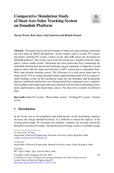 (PDF) Comparative Simulation Study of Dual-Axis Solar Tracking System ...