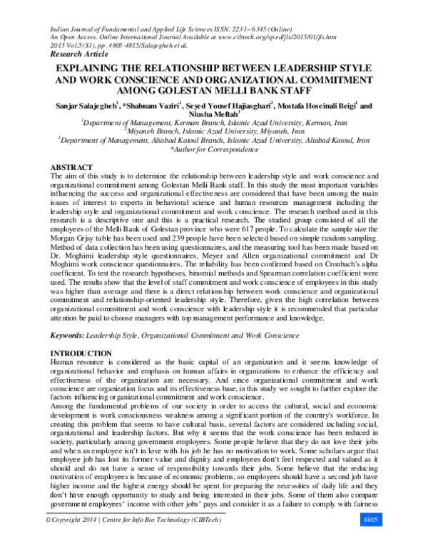 (PDF) Explaining the Relationship Between Leadership Style and Work ...