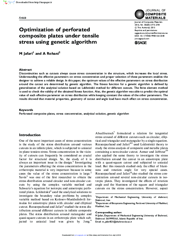 (PDF) Optimization of perforated composite plates under tensile stress ...