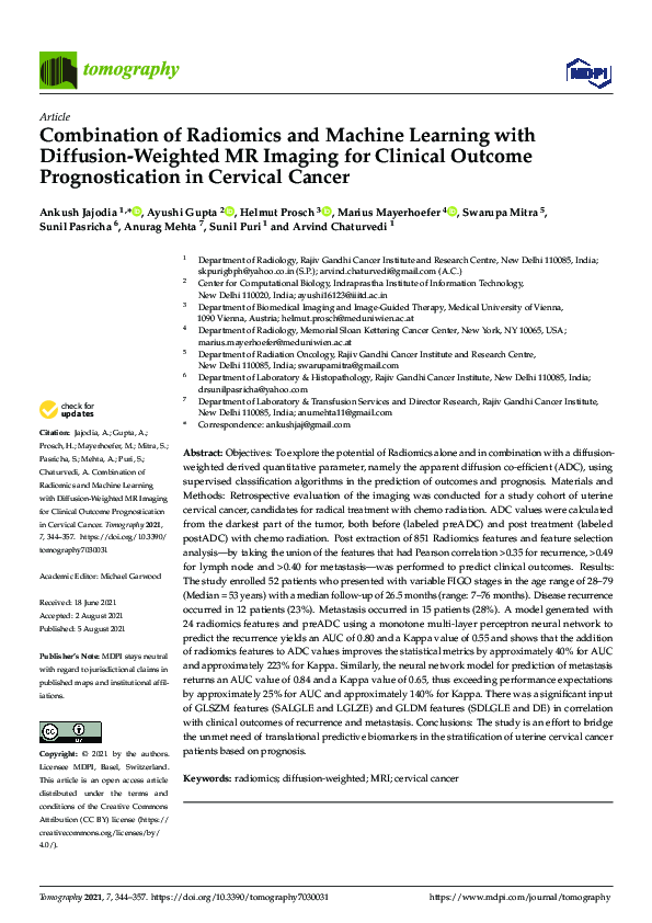 (PDF) Combination of Radiomics and Machine Learning with Diffusion ...