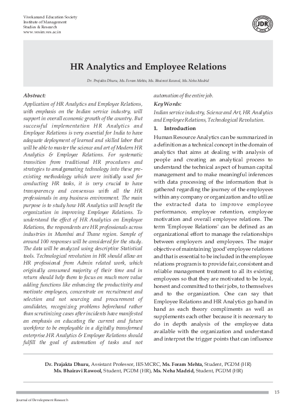 (PDF) HR Analytics & Employee Relations