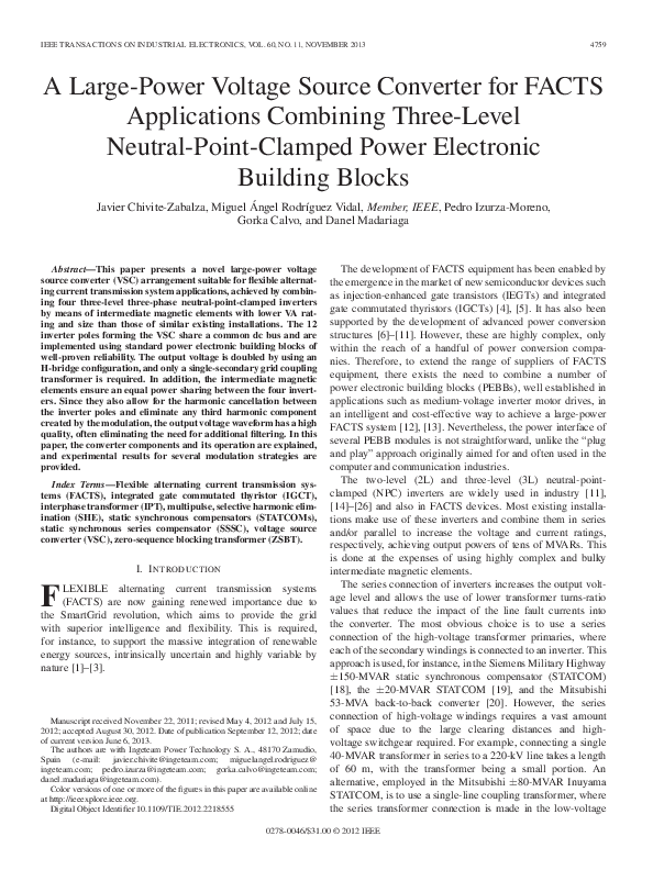 (PDF) A Large-Power Voltage Source Converter for FACTS Applications ...