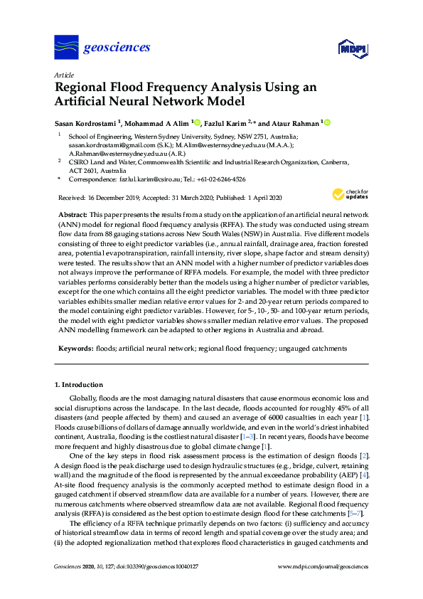(PDF) Regional Flood Frequency Analysis Using An Artificial Neural ...