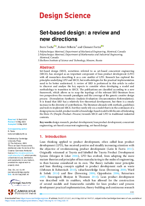 (PDF) Set-based design: a review and new directions