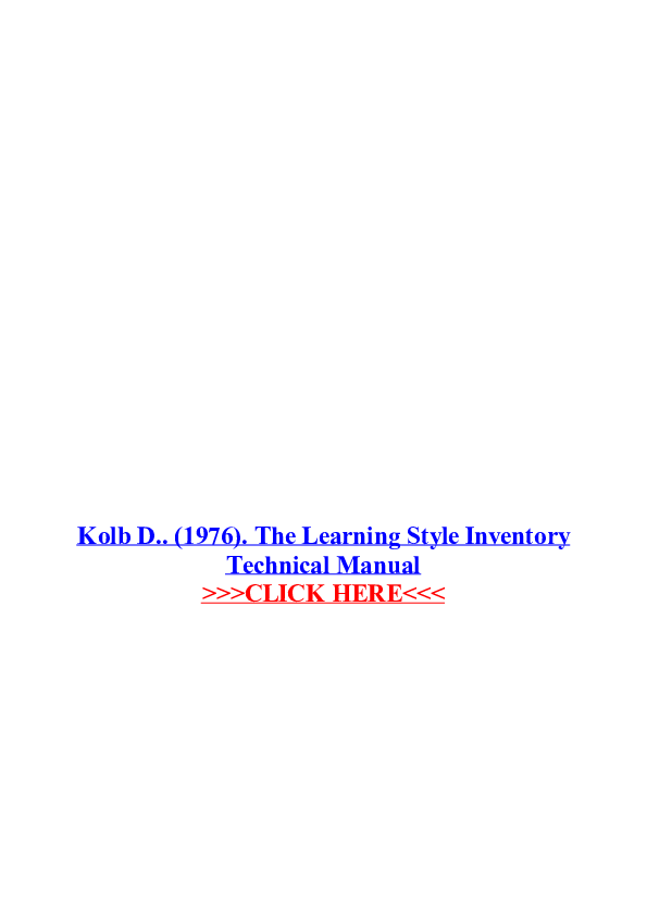 (PDF) The learning style inventory: technical manual