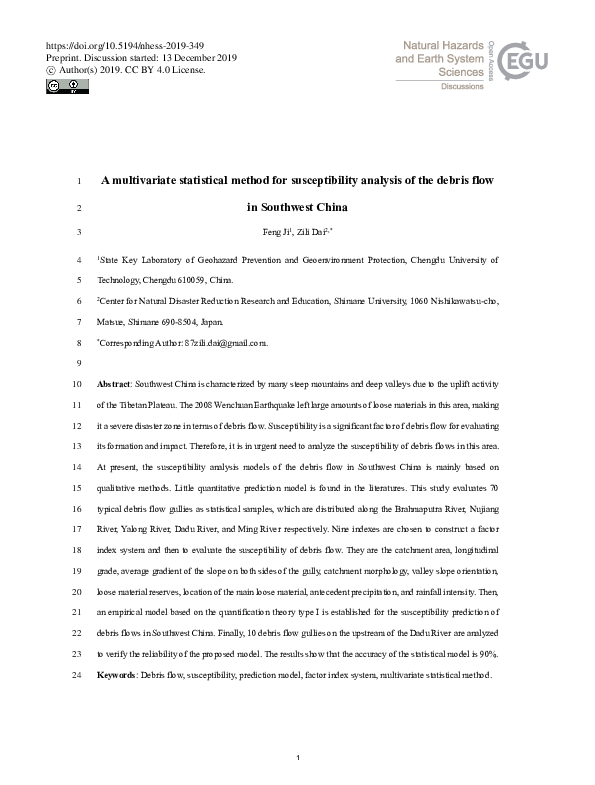 (PDF) A multivariate statistical method for susceptibility analysis of ...