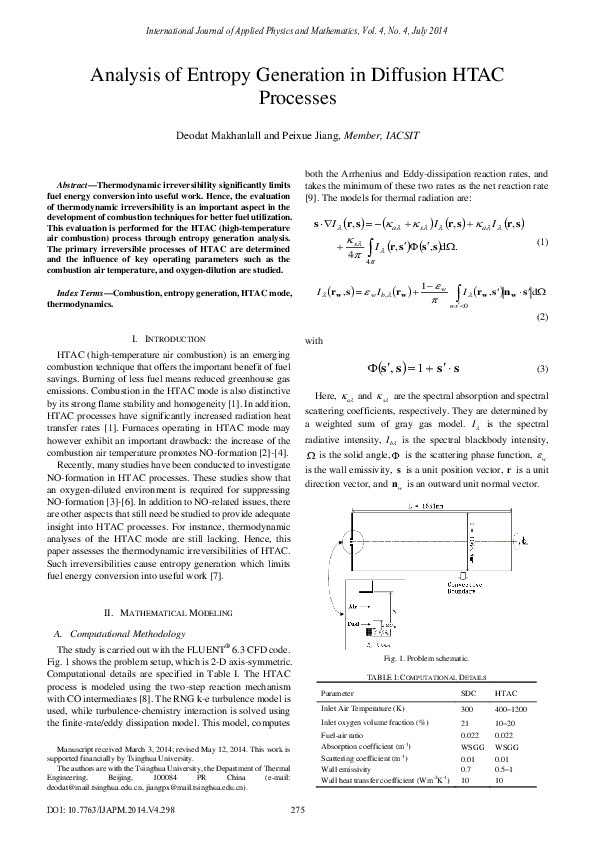 (PDF) Analysis of Entropy Generation in Diffusion HTAC Processes