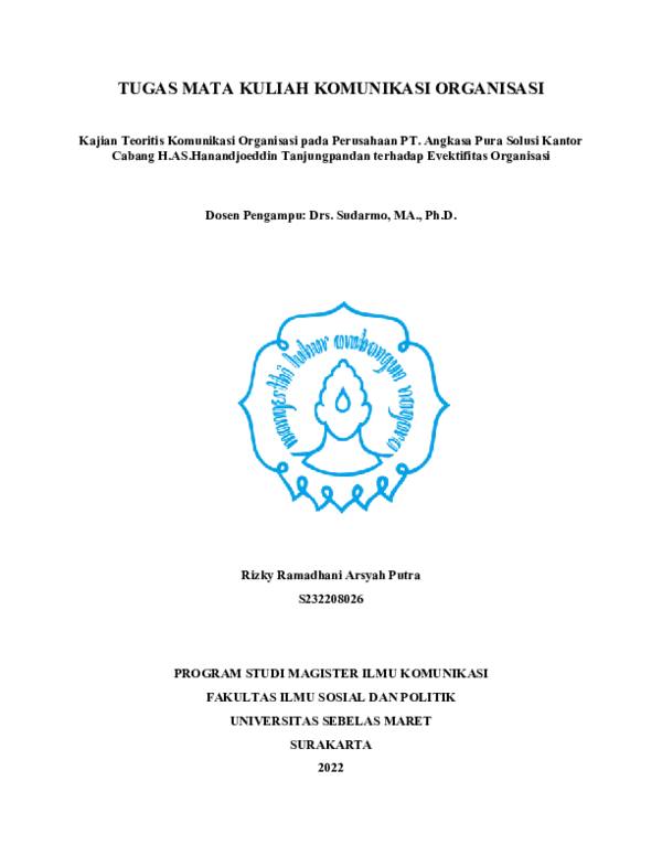 Doc Tugas Mata Kuliah Komunikasi Organisasi