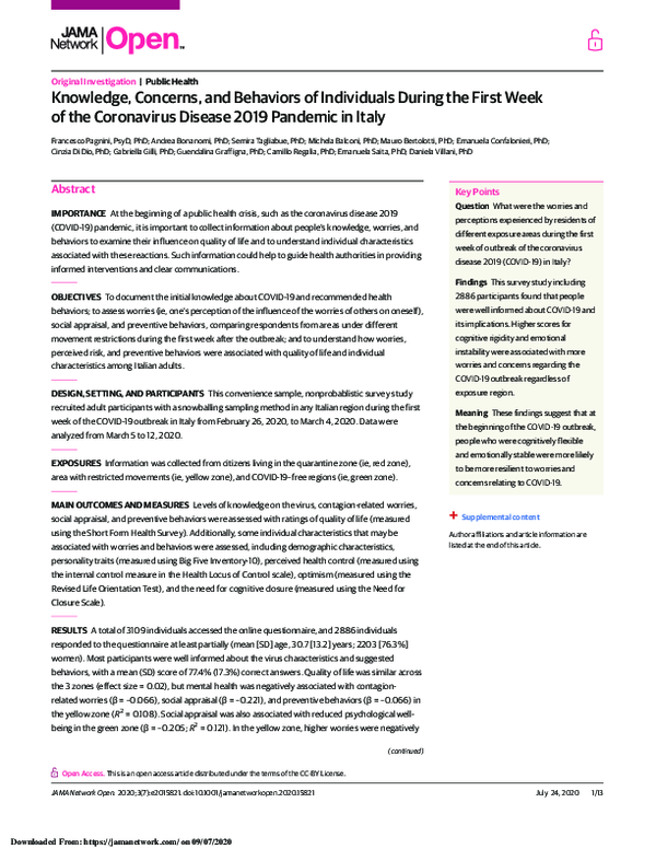 (PDF) Knowledge, Concerns, and Behaviors of Individuals During the ...