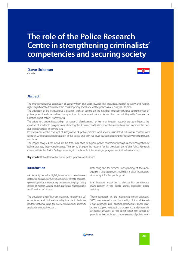 (PDF) The role of the Police Research Centre in strengthening ...