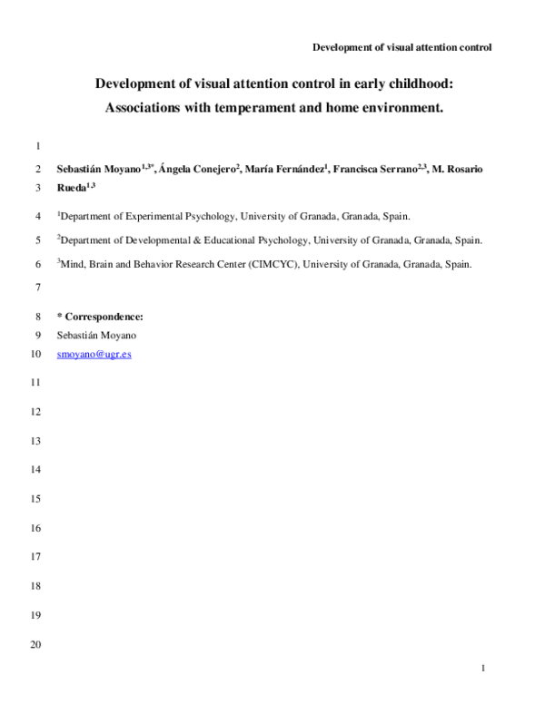 (PDF) Development of visual attention control in early childhood ...