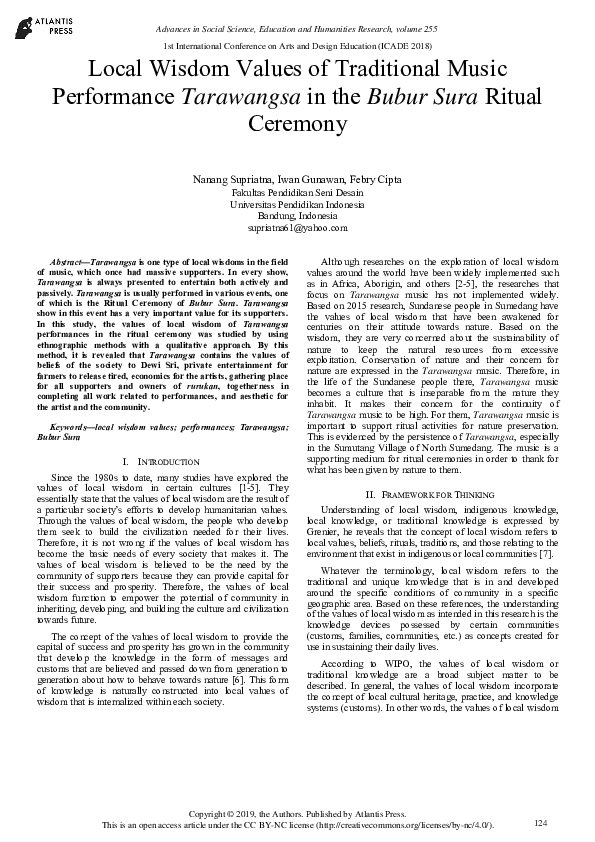 (PDF) Local Wisdom Values of Traditional Music Performance Tarawangsa ...