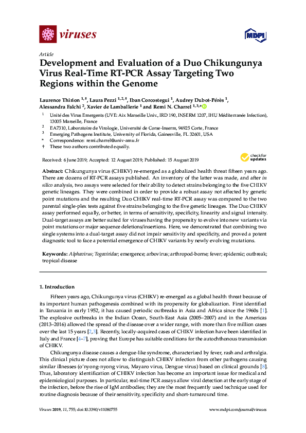 (PDF) Development and Evaluation of a Duo Chikungunya Virus Real-Time ...