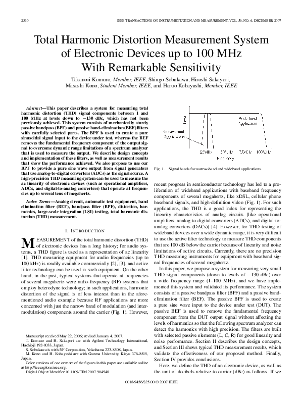 (PDF) Total Harmonic Distortion Measurement System of Electronic ...