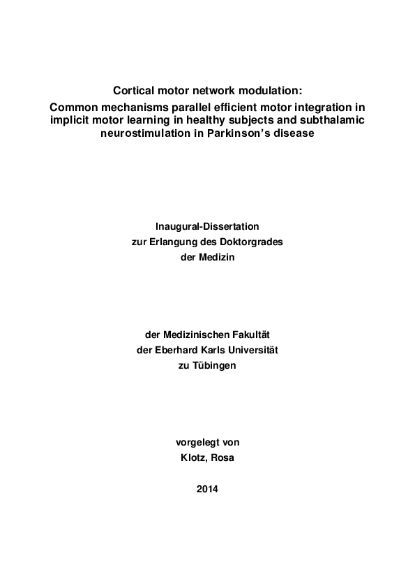 (PDF) Cortical motor network modulation : common mechanisms parallel ...
