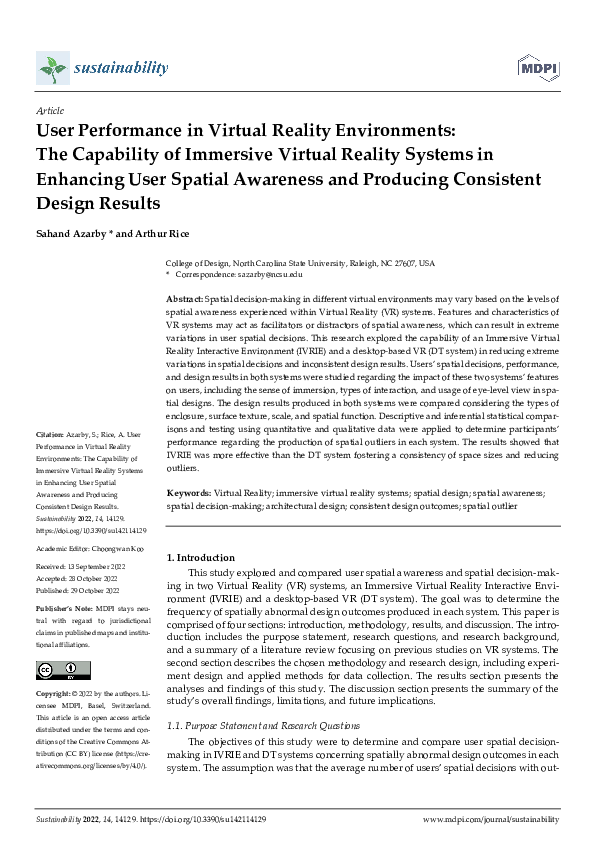 (PDF) User Performance in Virtual Reality Environments: The Capability ...