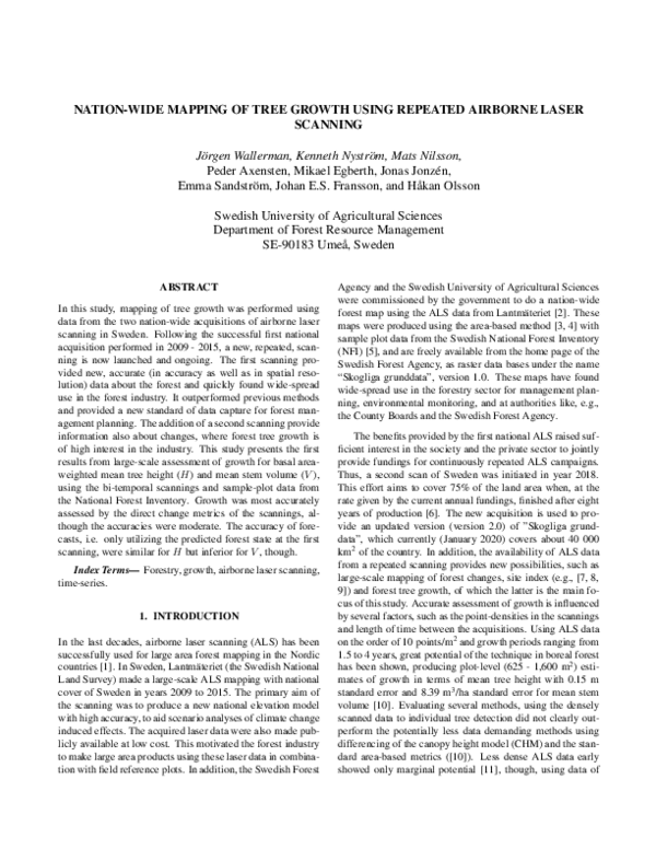 (PDF) Nation-Wide Mapping of Tree Growth using Repeated Airborne Laser ...