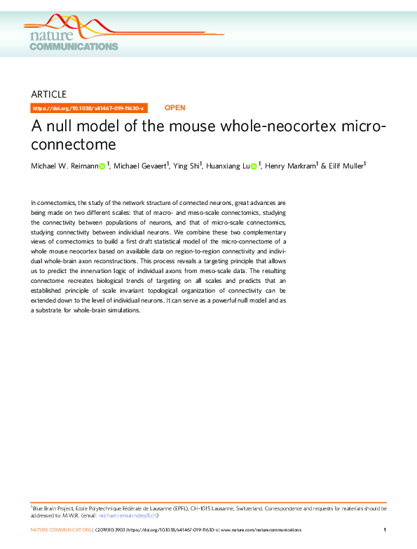(PDF) A null model of the mouse whole-neocortex micro-connectome