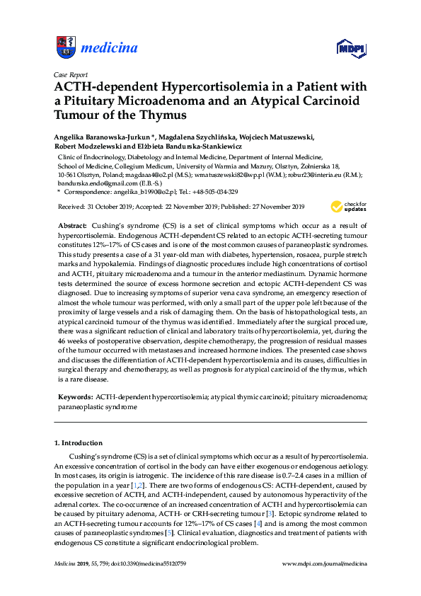 (PDF) ACTH-dependent Hypercortisolemia in a Patient with a Pituitary ...