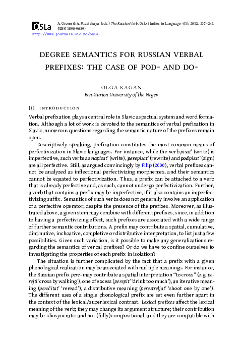 (PDF) Degree semantics for Russian verbal prefixes: The case of pod- and do
