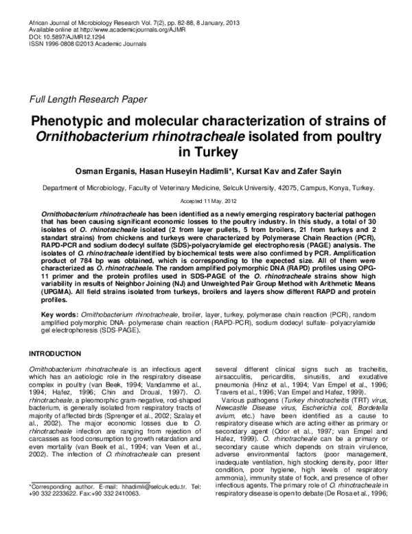(PDF) Phenotypic and molecular characterization of strains of ...