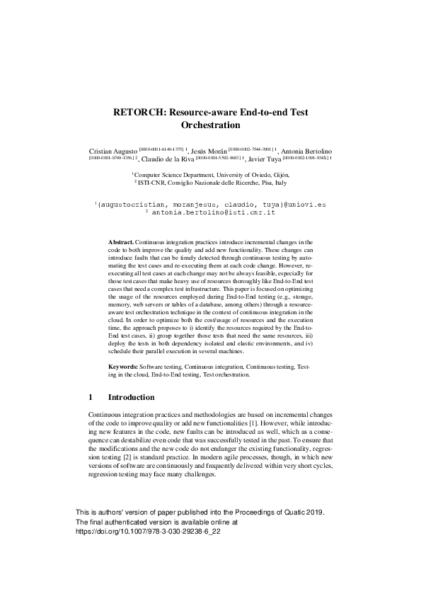 (PDF) RETORCH: Resource-Aware End-to-End Test Orchestration | Cristian ...