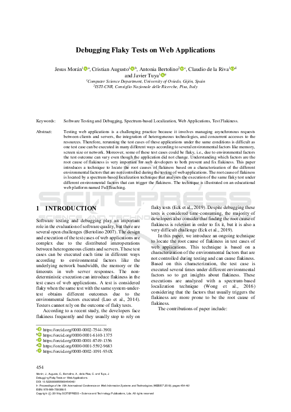 (PDF) Debugging Flaky Tests on Web Applications