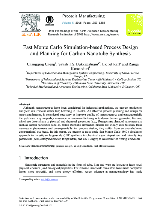 (PDF) Fast Monte Carlo Simulation-based Process Design and Planning for ...